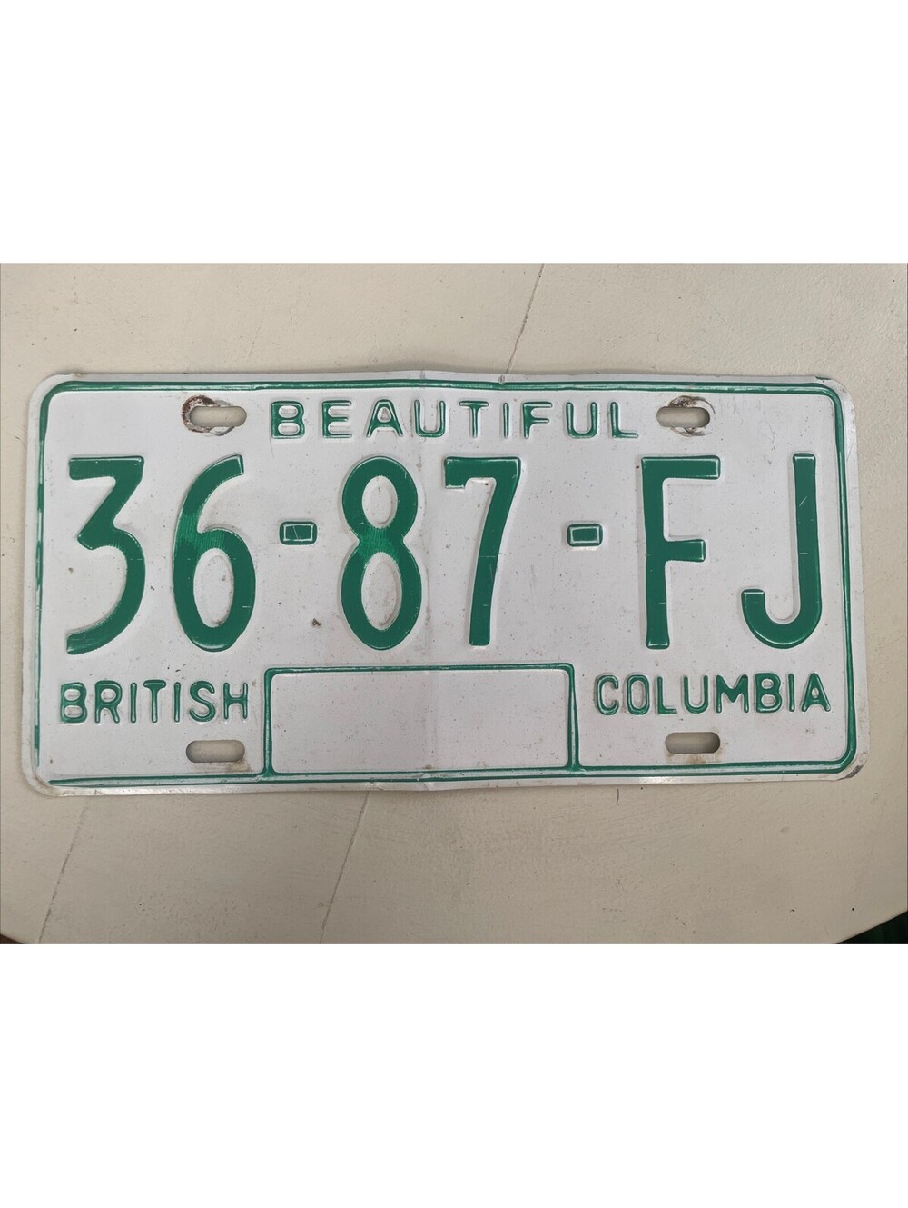 British Colombia License Plate BC Canada Canadian Vintage Expired 36 87 FJ